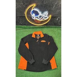 Harley Davidson Womens Fleece‎ Jacket Sz XL 1/4 Zip Black Pullover Stretch